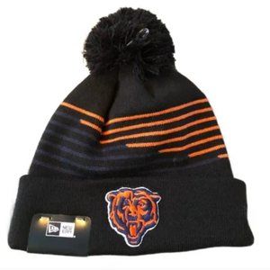Chicago Bears New Era Black Cuffed Knit Beanie with Pom